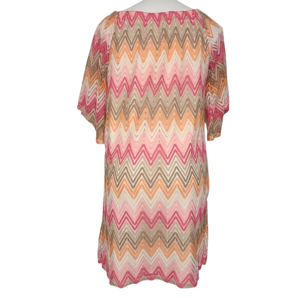 Tacera Multicolor Chevron Knit Mini Dress 3/4 Sleeve Retro Boho Size 1X - Picture 6 of 10